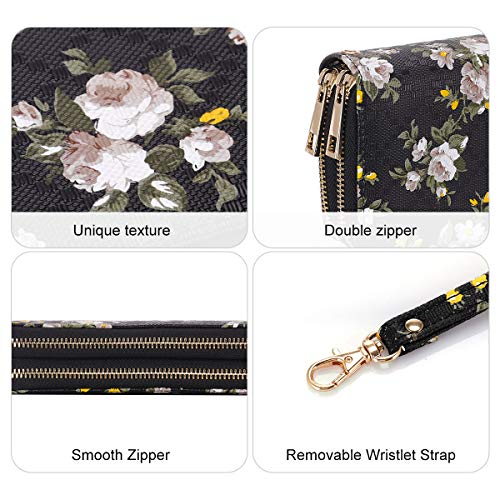 Image of XEYOU Double Zipper Long Clutch Wallet Cellphone Wallet for Women with Removable Wristlet Strap for Credit Card, Cash, Coin, Bill