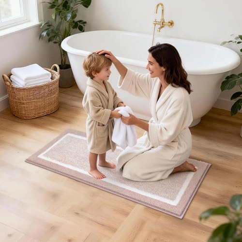 Pauwer Bathroom Rugs Set 5 Piece, Non Slip Microfiber Bath Mat, Dusty Pink - image 7