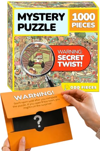 Image of Odd Pieces Jigsaw Puzzles 1000 Pieces with Storytelling Comics, for Women, White Elephant, Mystery Puzzle for Adults & Kids - 19.7'' x 27.6'' Frameable Magic Puzzle Art (Snack Attack 3)