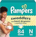 Pampers Swaddlers Diapers, Size 0 (up to 10 lbs), 84 Count, Absorbent, Keeps Baby Dry and Comfortable, Skin Safe Disposable Baby Diaper (Packaging May Vary)