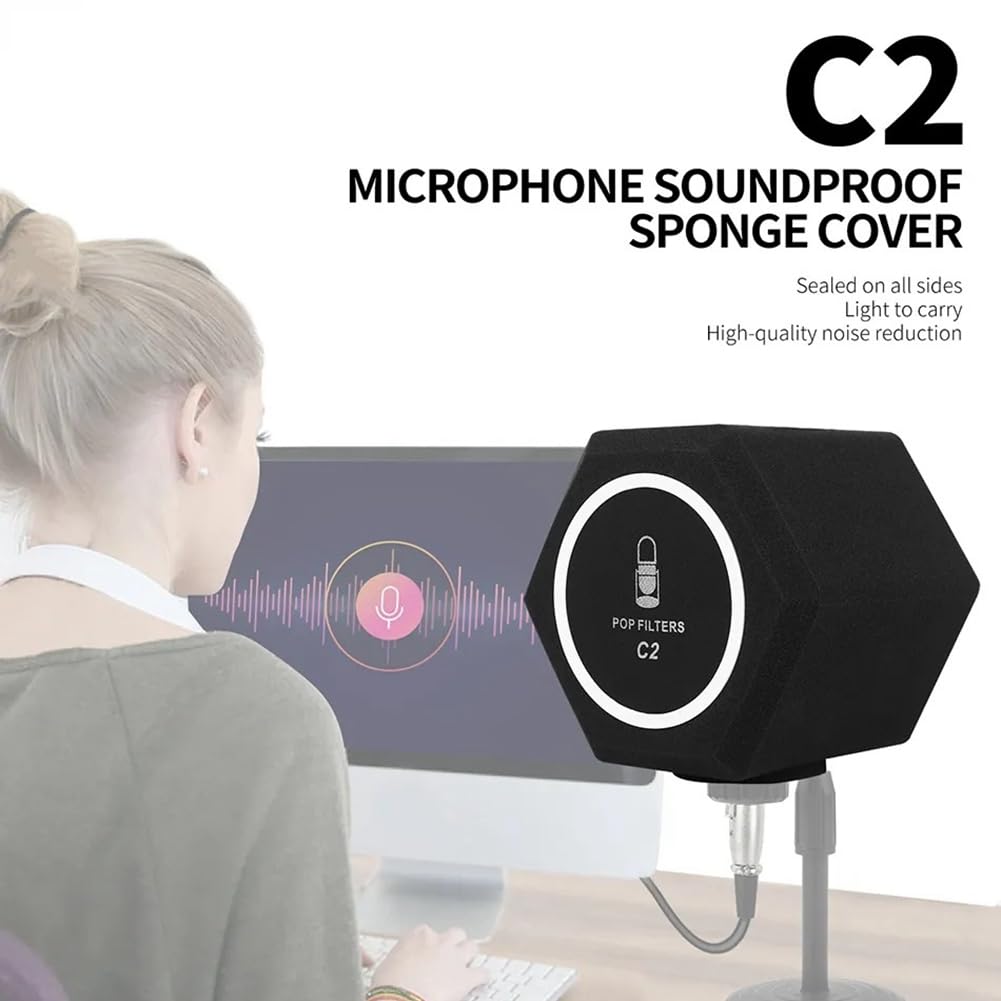Ruitutedianzi Mic Wind Screen C2 Microphone -Filter Acoustic for Record Studios Mic Sound-Absorbing Foam Vocal Isolation