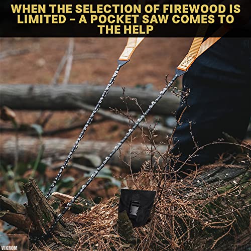 25" Pocket Chainsaw With Handles Survival Saw - Pocket Saw Folding Hand Saw Chain Portable Hand Saw Rope Saw For Trees With Bag Bi-Directional Cutting Teeth Camping Saw Folding Wood Saw Hunting Saws #TOP6