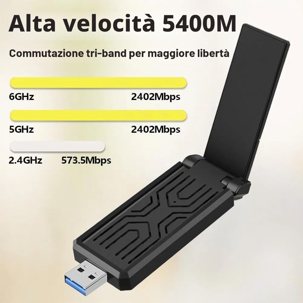Adattatore PCI-E Wi-Fi 6E Bluetooth 5.3 AX5400, WE3000S 2.0