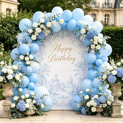 Image of 108Pcs Double Stuffed Blue Balloon Garland Arch Kit