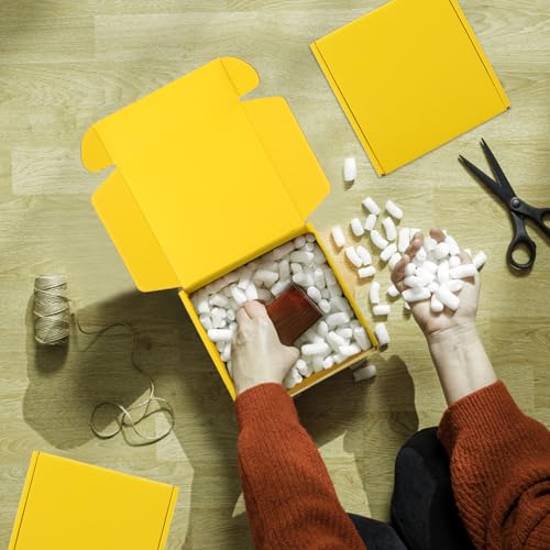 Image of Cardboard Boxes,15 Pack Shipping Boxes 6x6x2 Recyclable Mailing Boxes Colored Corrugated Cardboard Box Small Storage Boxes for Shipping, Mailing, Gifts Packaging (Yellow)
