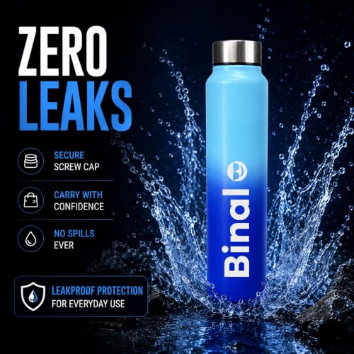 Image of Courage Personalised Stainless Steel Water Bottle 1 Litre | Custom Name Engraved Bottle | Leak-Proof, BPA-Free, Rust-Resistant | Stylish Gift for Kids, Women & Men | Office, School & Gym Use (BB)