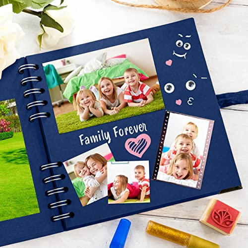 image for Bstorify Square Scrapbook Photo Albums 7 x 7 Inch Blue Hardcover with 