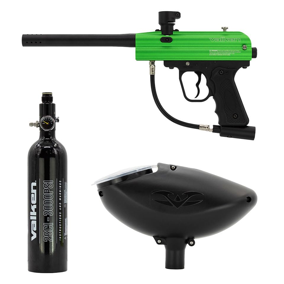 Valken Razorback .68 Caliber Paintball Gun Starter Kit - Semi-Automatic Marker with Loader and Air Tank