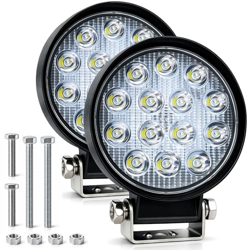 Zmoon 4.5'' 84W Round LED Offroad Flood Lights, Waterproof 12V/24V Round LED Light Bar for Truck Tractor ATV UTV SUV Motorcycle Off Road Fog Driving Lights 2Pack