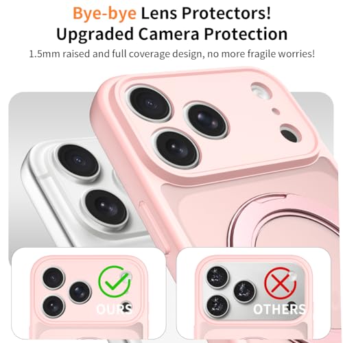 Image of Magnetic Case for iPhone 17 Pro Max With Magnetic Ring Stand, [Compatible with Magsafe] [Military Grade Drop Protection] Shockproof Phone Cover for iPhone 17 Pro Max Full Camera Protection 6.9 inch Pink