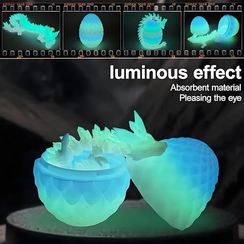 Sunshine smile 4er Set Miniatur 3D Drachenei mit Drache,13 cm bewegliche Gelenke Drachenspielzeuge,Drachenei mit Drache,3D Gedrucktes Drachenei,Drachenei Leuchtend,Geheimnisvolle Drachen Spielzeug
