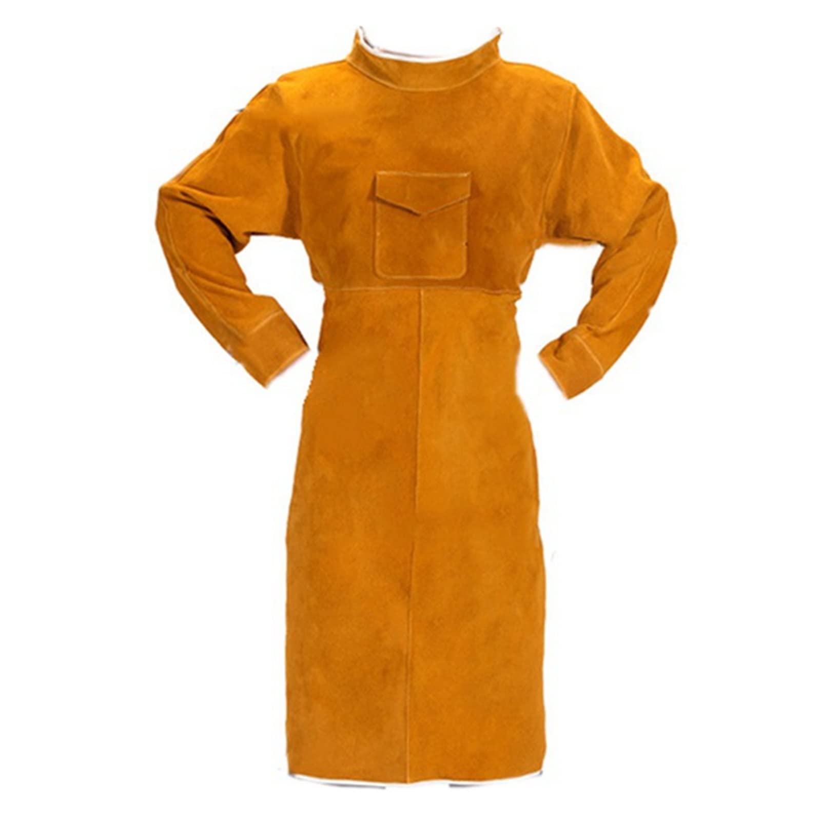 Welding Supplies 85CM Welding Apron with Sleeves, Leather Welder Apron, Leather and Refractory Welding with Adjustable Size