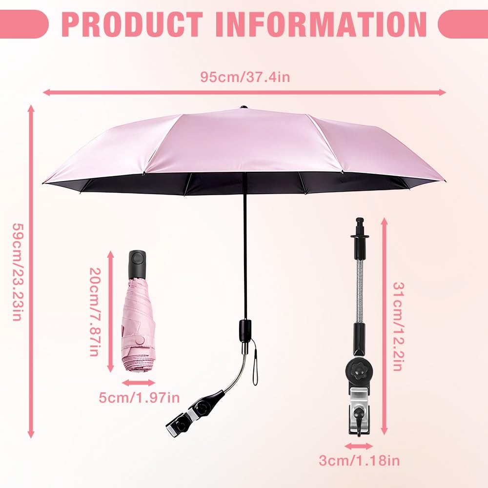 Ombrelle Universelle Pour Poussette, Parapluie De Protection Solaire Pour Landau, Parasol Anti UV 50+ Pour Landau, Parasol Poussett Bébé Universelle, Pour Poussette Et Buggy, Flexible Et Orientable