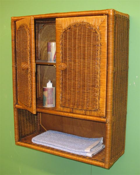 Wicker Wall Cabinet, Tea Wash
