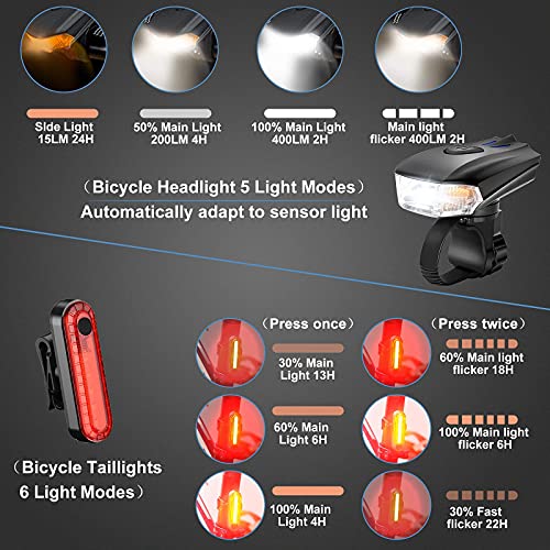 Ozvavzk Lampe Velo LED, Ensemble Lumière Vélo Rechargeable Avant Arrière 5 Modes de Luminosité éclairage Forme de Voiture de Sport USB Antichoc Impermeable VTT Cycliste Poussette - Image 6