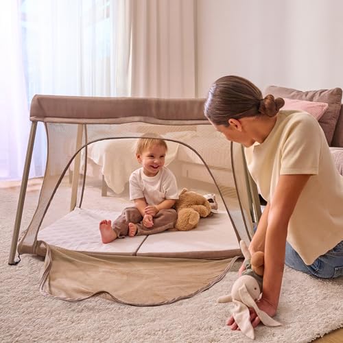 Lionelo Alice 3-in-1 Reisebett Laufgitter von 0 bis 15 kg Schaumstoffmatratze, 2 Höhenstufen, faltbar, klein, leicht, Seiteneinstieg, Reisetasche