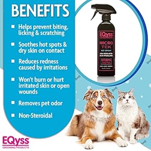 EQyss Micro-Tek Pet Itch Relief Spray – Soothes Dry Irritated Skin, Stops Itching, Scratching, Biting, Licking Hot Spots – for all Cats & Dogs (16 oz)