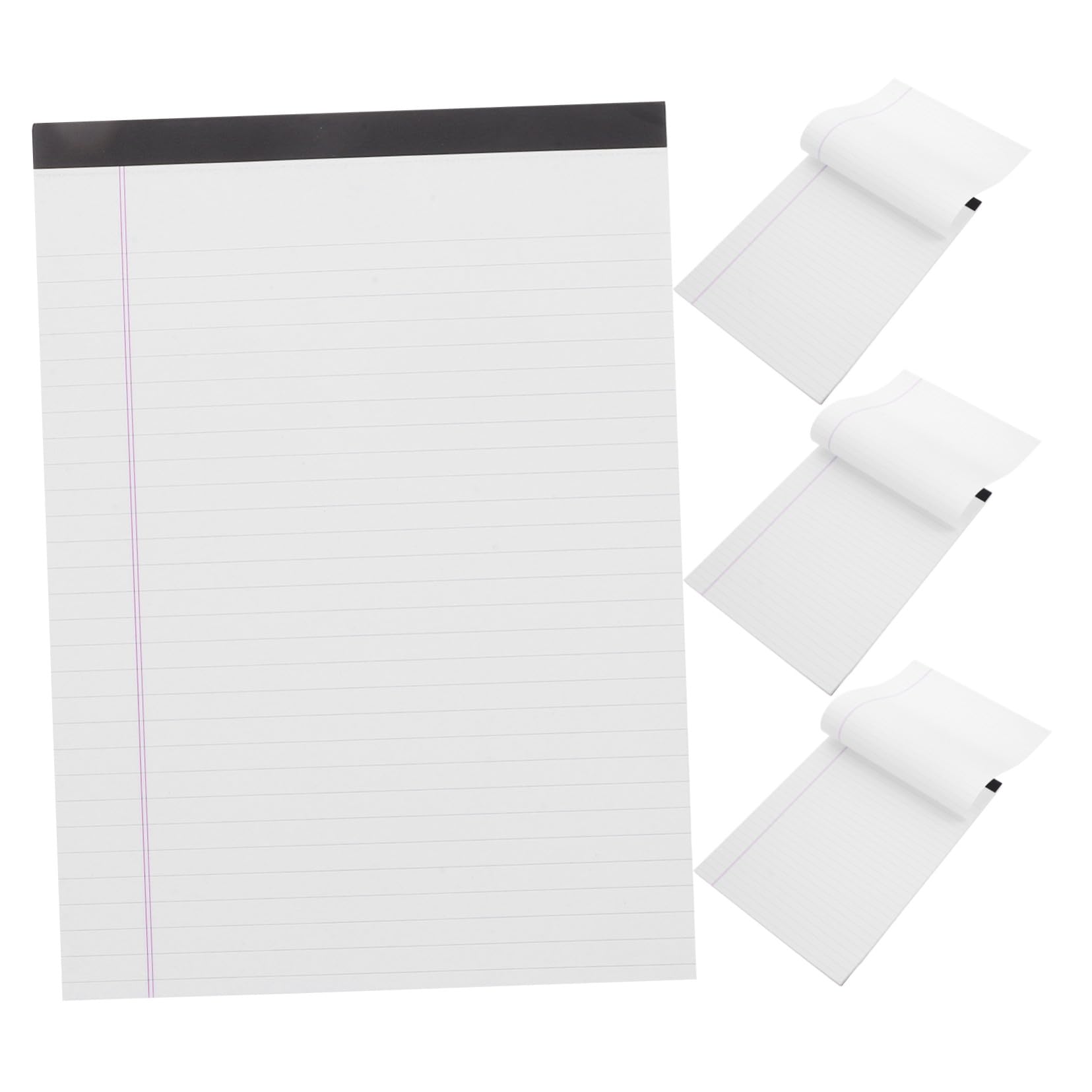 Blocco Note A4 Legale 4 Pezzi Righe Larghe in Carta Bianca Resistente, Pagine Strappabili per Scuola e Appunti di Studio