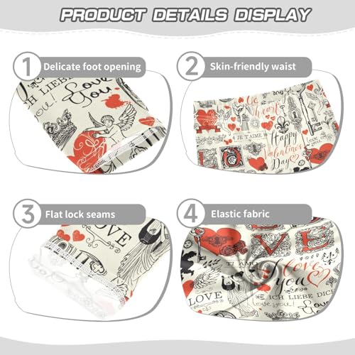 Girls Basic Leggings Baby Girls Pants Valentine's Hearts Love Soft Footless Stretchy Tights Pants 4-10Y3