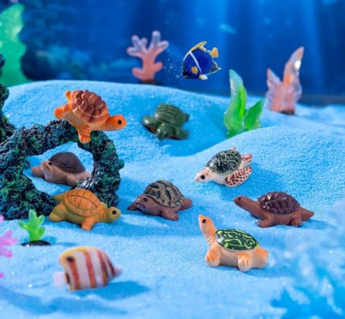 Image of VRB Dec 1 Set Miniature Showpiece Set for Home Decor,Car Dashboard,Valentine,Living Room,Gifts Figurines,Cake Decoration Items,Figurines for Home Decor. ((8 Pcs Natural Turtle Miniature))