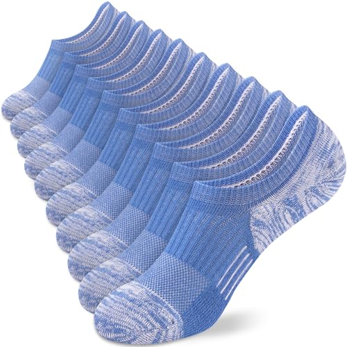 Image of Amutost Womens No Show Socks Anti-Slip Cushioned Breathable 5-10Pairs | Silicone heel grips, Arch compression band, Elastic cuffs, Moisture wicking, Size 6-8 /7-9 /9-11, Reduces blisters