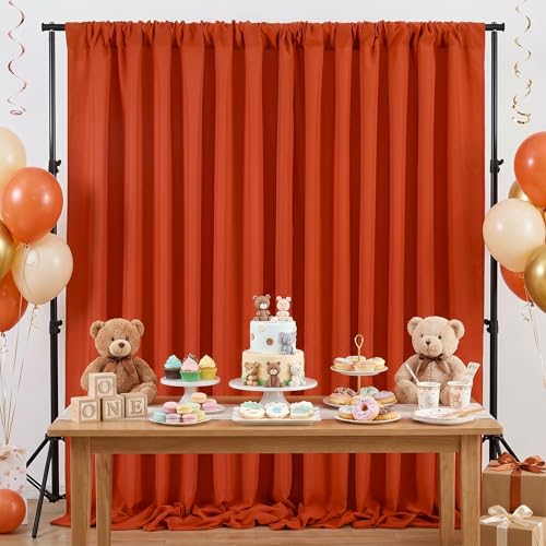 Image of Rust Backdrop Curtains 20ft x 8ft Polyester Photo Backdrop Drapes for Birthday Party Stage Window Supplies Decorations