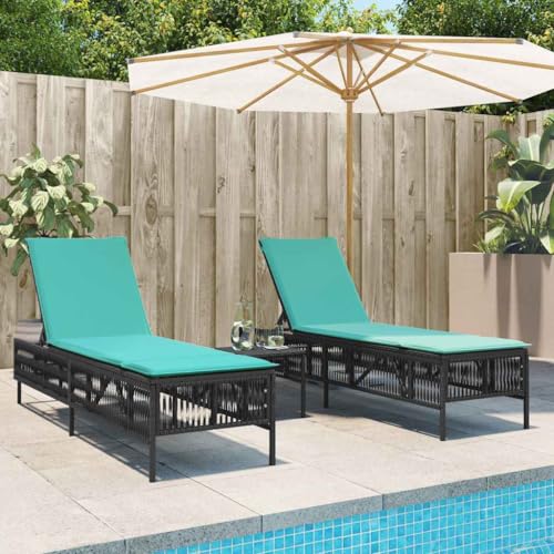 Wynira Hamaca de 2 piezas, con mesa de polirratán, ajustable, resistente a la intemperie, con acolchado para jardín, balcón, terraza, piscina, ergonómica, cómoda