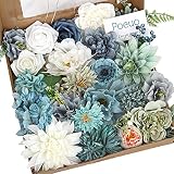Artificial Flowers Bulk for Navy Blue|White DIY Fake Silk Roses Foam Flowers Centerpieces Arrangemen
