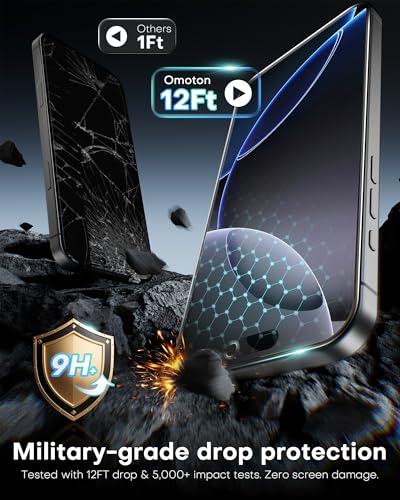 Image of OMOTON 2 Pack for iPhone 16 Pro Privacy Screen Protector 6.3 inch