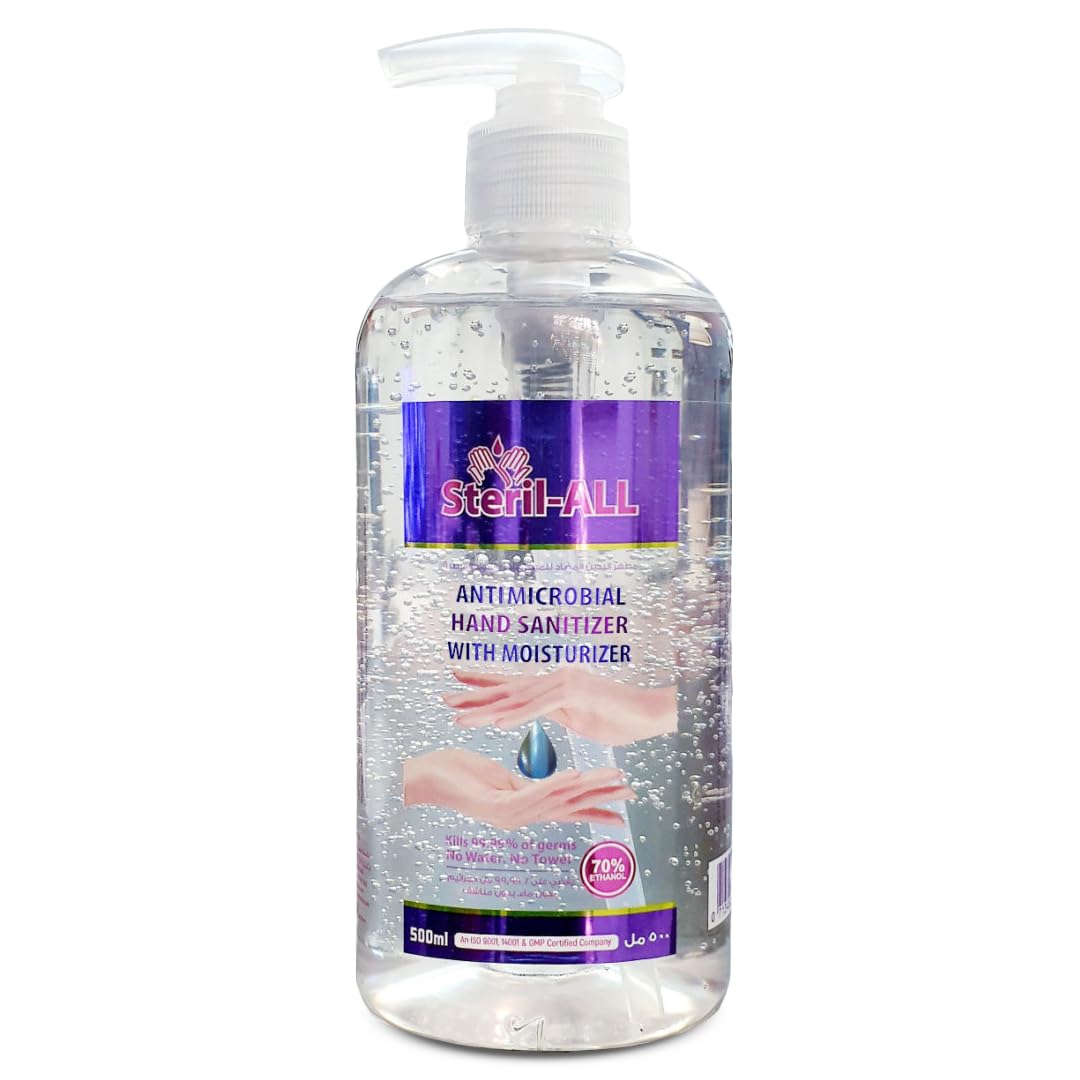 Steril-All Hand Sanitizer Gel (500ml) – Antimicrobial Formula with 70% Alcohol, Lemongrass Scent, and Moisturizing Care for All Type of Skin
