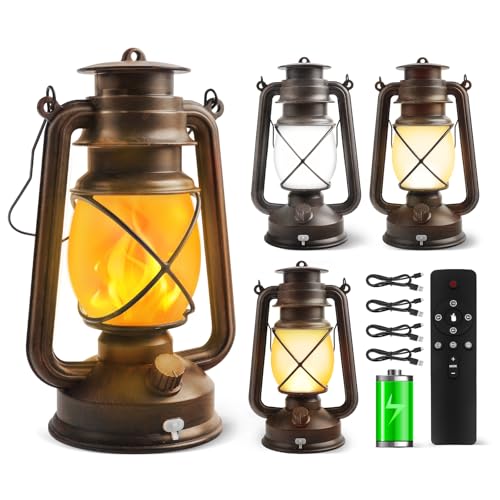 Lanterne LED vintage à 4 modes rechargeables et étanches avec contrôle à distance