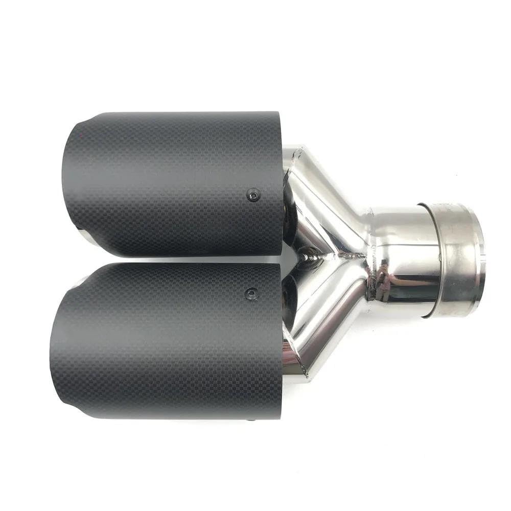 Terminale di Scarico 1 Pz. Puntale Marmitta In Fibra Carbonio Multi-misura Puntale Marmitta Doppio Terminale Scarico Puntale Marmitta Universale In Acciaio Inox Punta di Scarico Coda(73MM IN-89MM OUT)