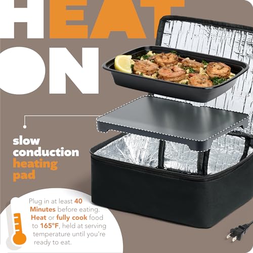 Hot Logic Mini Portable Oven, Food Warmer Electric Lunch Box with Wall Plug, Mini Personal Heated Box for Cooking and Reheating Meals in Office, Travel, Potlucks, Hotel, Home Kitchen (Black) Hot Logic Mini Portable Oven, Food Warmer Electric Lunch Box with Wall Plug, Mini Personal Heated Box for Cooking and Reheating Meals in Office, Travel, Potlucks, Hotel, Home Kitchen (Black)