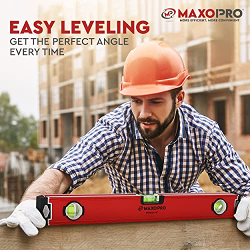 16-Inch Torpedo Level Magnetic – Heavy-Duty Box Leveler Tool With 3 Vials 45°,90°,180° - Aluminum Alloy Magnetic Level Tool – Lightweight And Sturdy Plumbing Level For Professionals – By Maxopro #TOP5