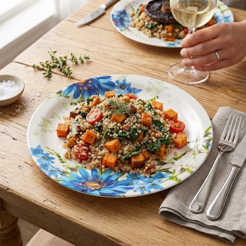 Image of Melamine Dinner Plates | Round Full Plate | Microwave Safe | Break Resistant | Plates for Breakfast, Lunch, Dinner | Plates for Home, Office, Restaurant | Set of 6 | 11 Inch's (Blue)