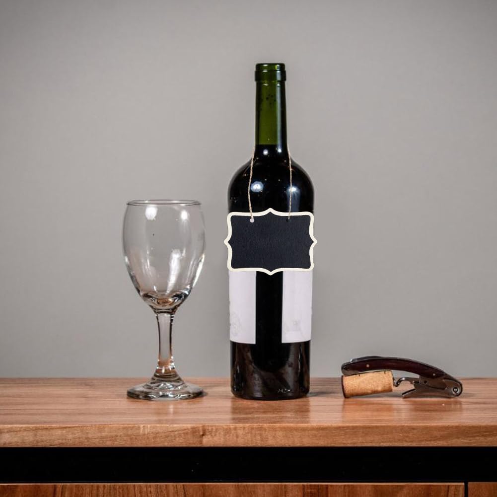 Lot 10 Mini Étiquettes Ardoise Noire 60×80 Mm – Ficelle Chanvre – Bouteilles Vin Mariage & Décoration