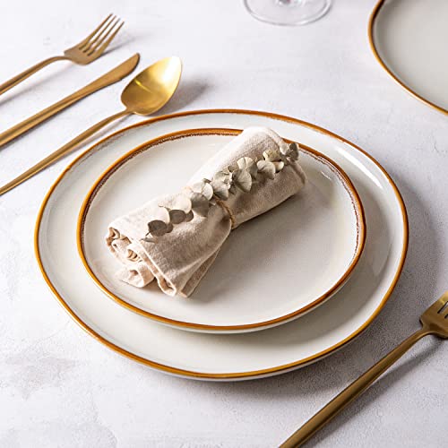 Image of AmorArc Ceramic Dinnerware Sets,Handmade Reactive Glaze Stoneware Plates and Bowls Sets,Highly Scratch Resistant | Dishwasher & Microwave Safe Dishes Set,Service for 6 (24pc)(with Pasta bowls)