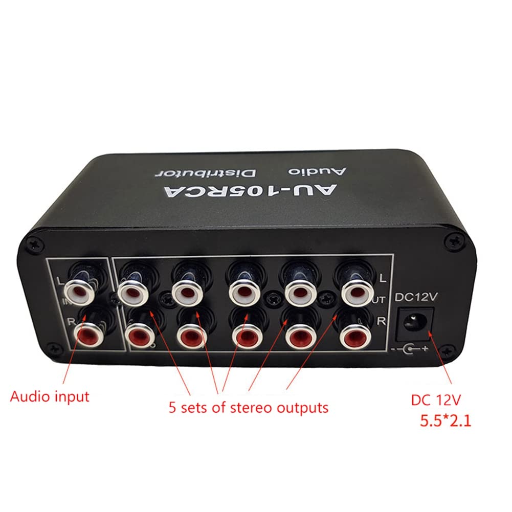 Mixer Audio SteReo 1 Input 5 Uscite Distributore Multicanale Interfaccia per Amplificatori di Potenza
