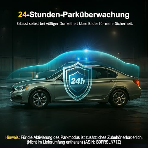 3-Kanal Dashcam Auto 4K+1080P+1080P Vorne Innen Hinten, 3,16" IPS Bildschirm, 5G WLAN mit 64GB SD-Karte, Nachtsicht, G-Sensor, Loop-Aufnahme, 170°-Weitwinkel, 24H Parküberwachung 6