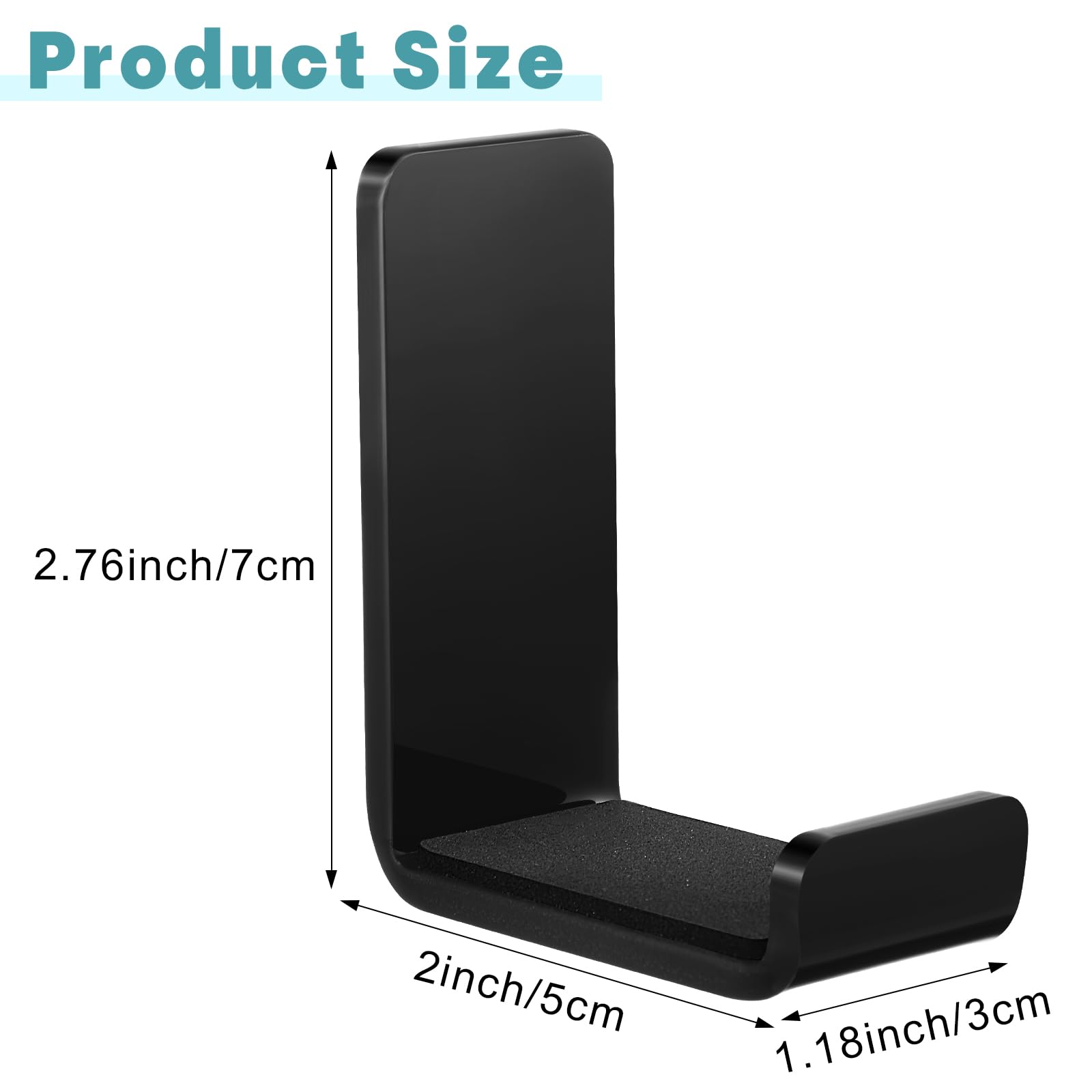 Weewooday 16 ganchos negros para auriculares de pared con pegamentos adhesivos, soporte de pared para auriculares de juego de uso general