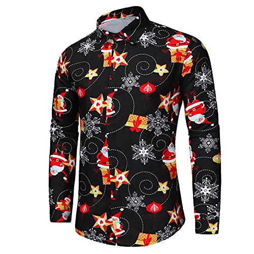 Mens Christmas Shirts Santa Claus Party Button Down Long Sleeve Shirts for Men Christmas Blouse Mens Christmas Shirts Santa Claus Party Button Down Long Sleeve Shirts for Men Christmas Blouse