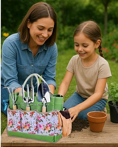 Set de herramientas de jardín de 9 piezas con bolsa floral miniatura 7