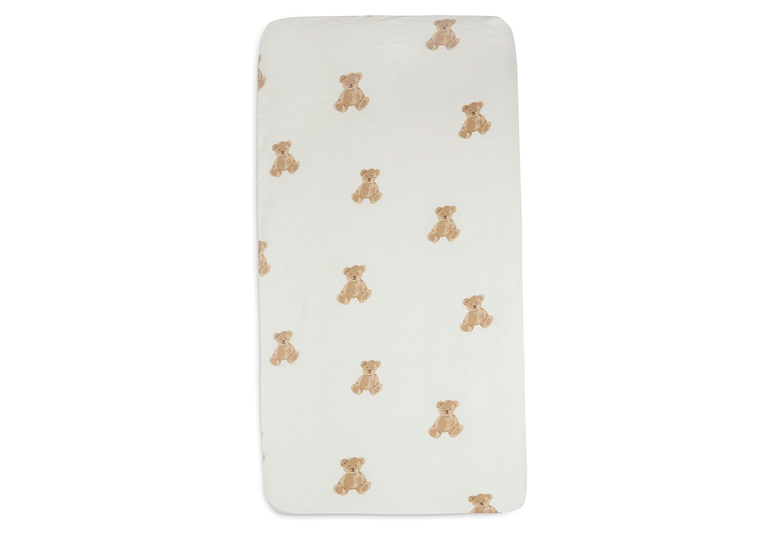 Jollein 511-507-66095 - Lenzuolo con angoli orsacchiotto, 60 x 120 cm, colore: Bianco