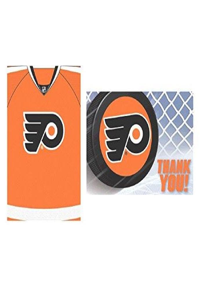Amscan Philadelphia Flyers Invitation & Thank You Card Set - 3 7/8