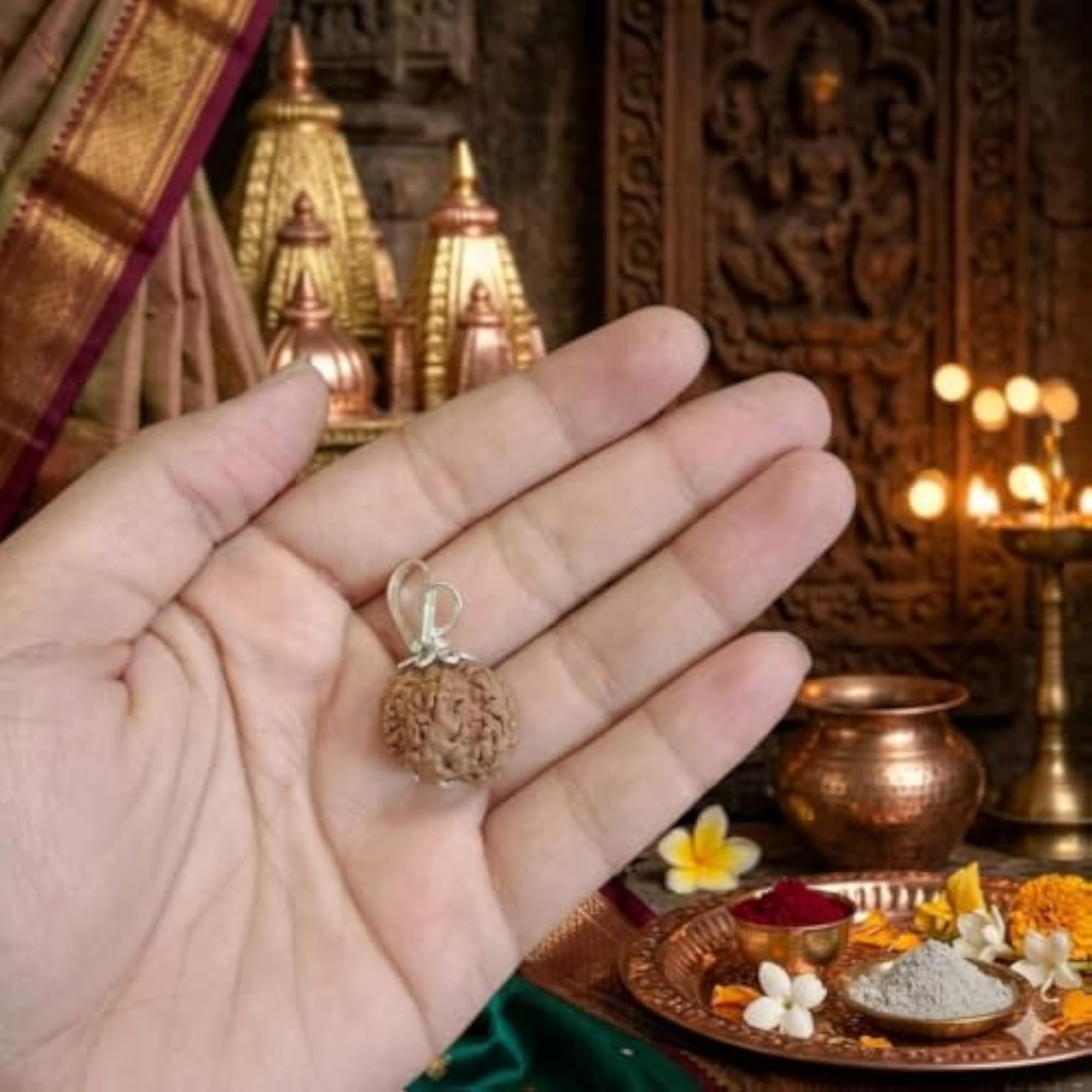 7 Mukhi Rudraksha Pendant, Lab Certified Natural Bead