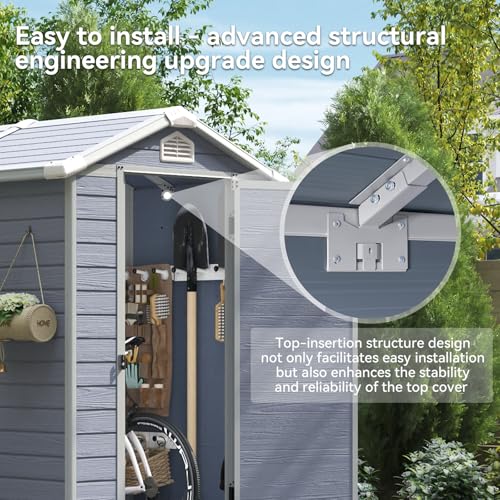 Aoxun-6×4-Resin-Outdoor-Storage-Shed-Utility-Tool-Shed-Storage-House-Multi-Purpose-Utility-Tool-House-Applicable-for-Bike-Clutter-Storage-for-Backyard-Patio-Gray Aoxun 6×4 Resin Outdoor Storage Shed Utility Tool Shed Storage House Multi Purpose Utility Tool House Applicable for Bike Clutter Storage for Backyard Patio Gray