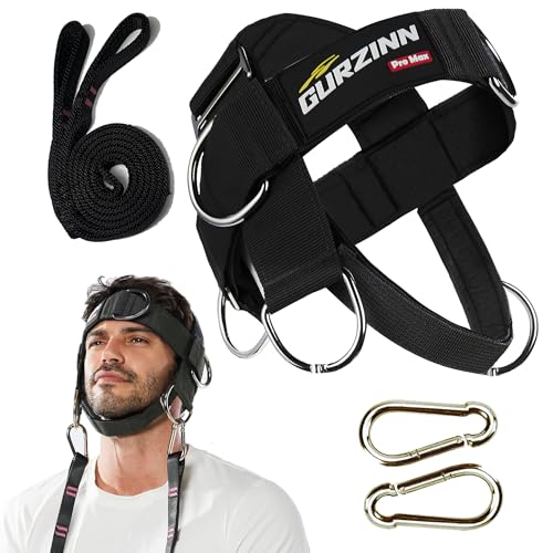 Neck Harness Padded Strength Trainer-Improve Neck Strength and Reduce Neck Pain Neck Trainer with 37 inch/95 cm Heavy Duty Rope Adjustable & Omnidirectional Neoprene Strap Neck Harness for Gym & Home