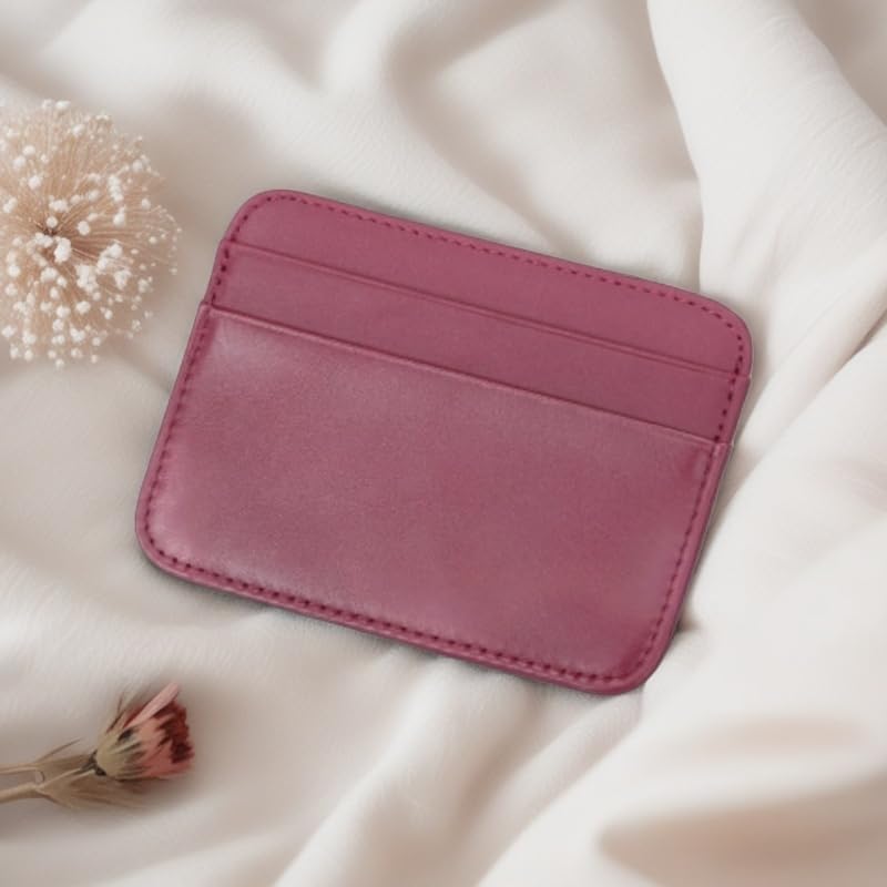 Slim RFID-Blocking Minimalist Leather Wallet for Women | Front Pocket Card Holder3