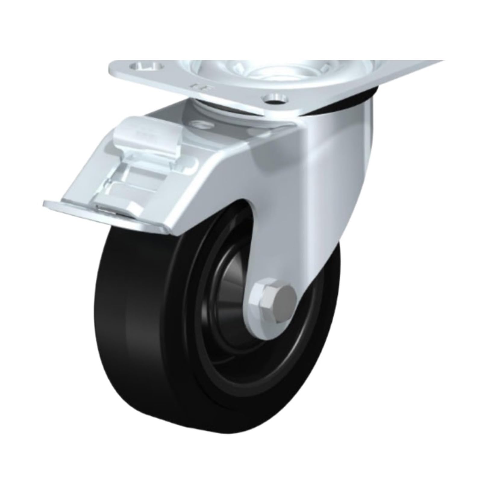 Plaque Roulettes pivotantes Frein en caoutchouc, Roulette pivotante verrouillable 100 mm, capacité de charge 150 kg, roue en caoutchouc non marquante 100K-FI