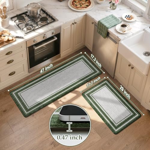 KIMODE Kitchen Mats Cushioned Anti Fatigue,Farmhouse Kitchen Rugs Sets of 2 by KIMODE - Used condition - Image 3